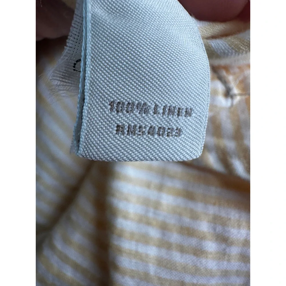 Banana Republic 100% Linen Button Down Shirt Mens XL Yellow Striped Long Sleeve